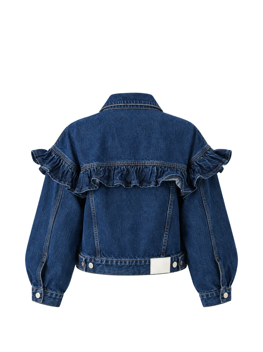FRAME ruffle-trimmed denim jacket Blauw