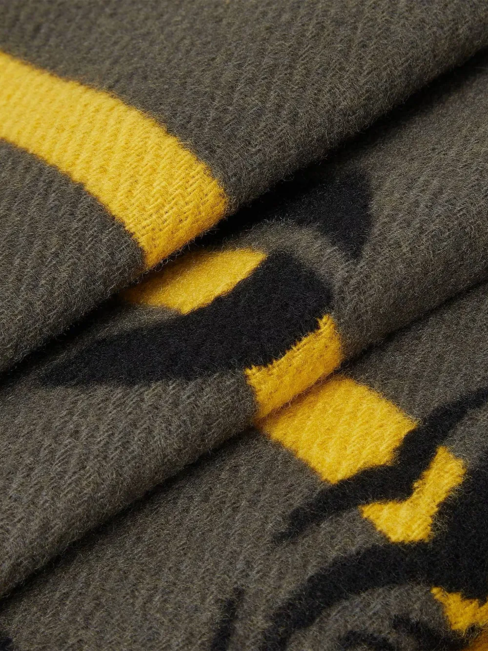 FENDI khaki green and black wool and cashmere 5 Sisters scarf Groen