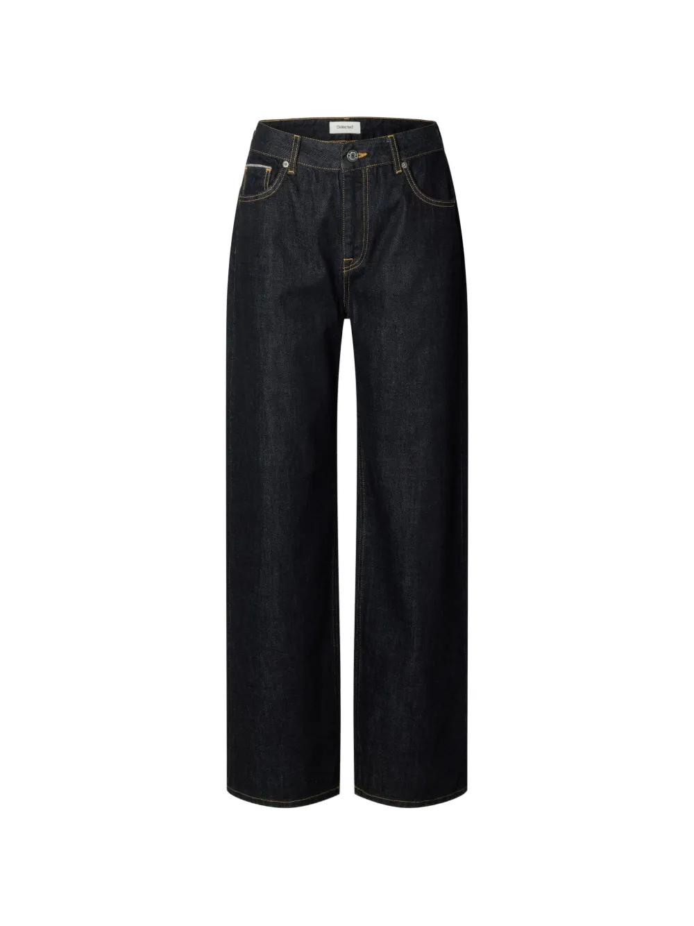 SELECTED contrast-topstitched wide-leg jeans - Blu