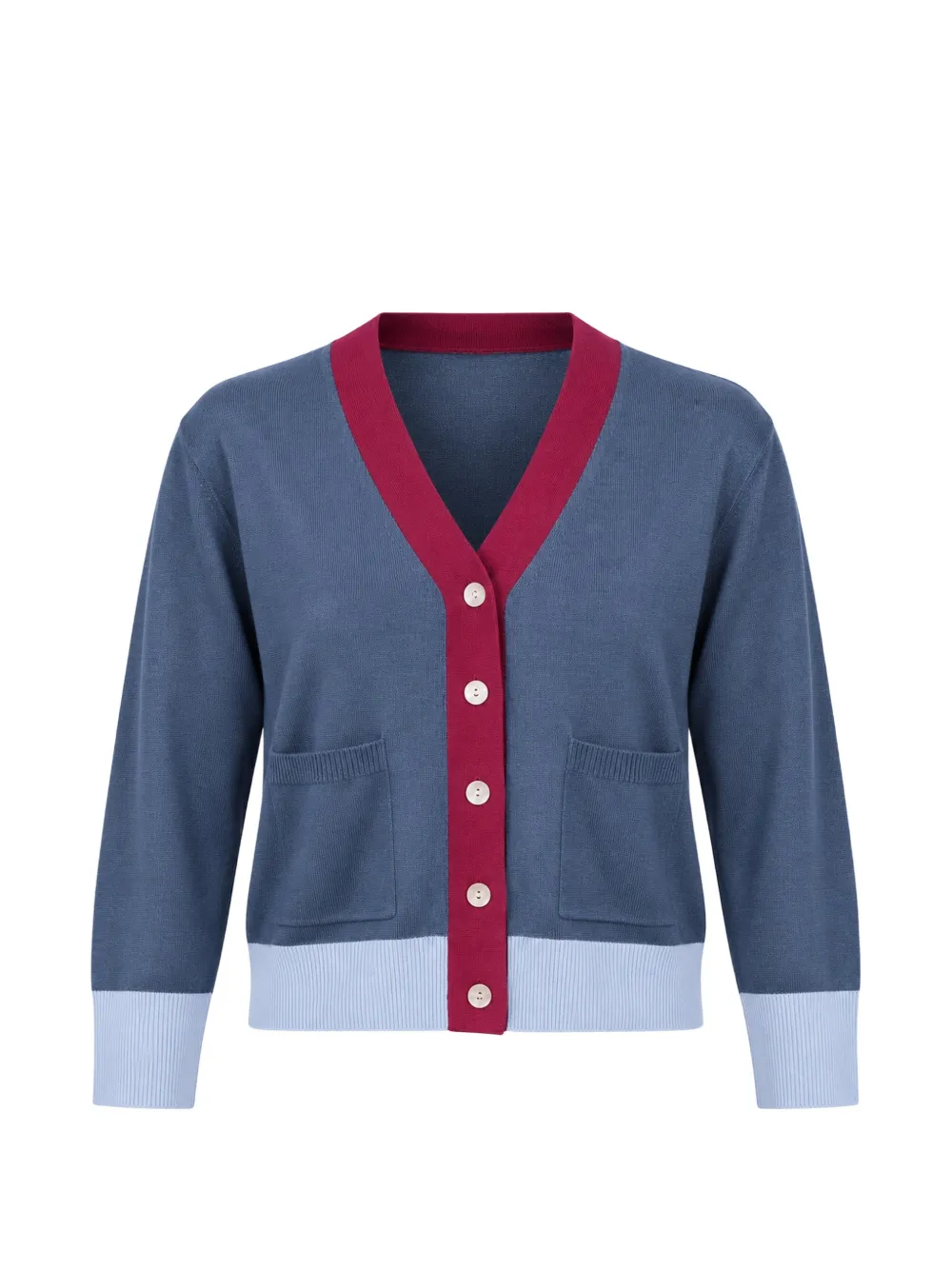 IN BED WITH YOU colour-block V-neck cardigan - Blu