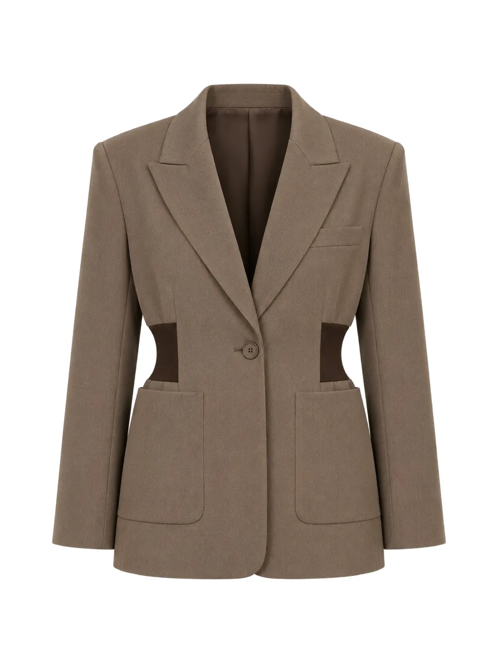 Isabelle Blanche ribbed-waist single-breasted blazer - Brown