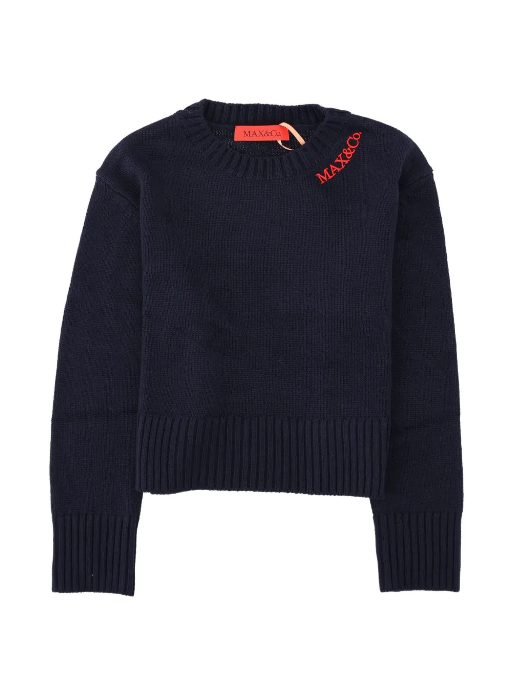MAX&Co. Kids logo-embroidered ribbed-trim sweater - Blu