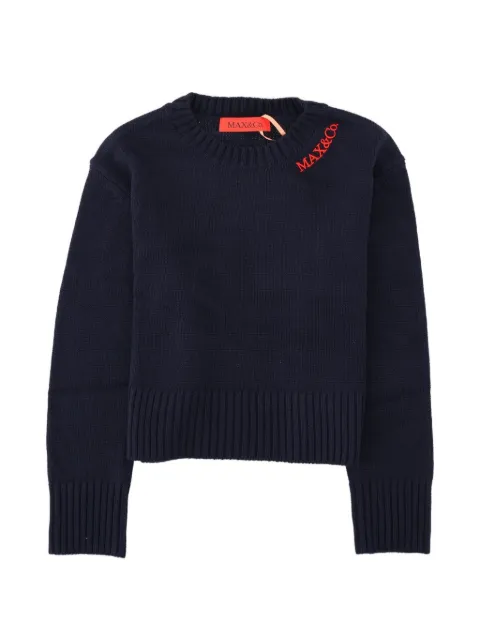 MAX&Co. Kids suéter de canalé con logo bordado