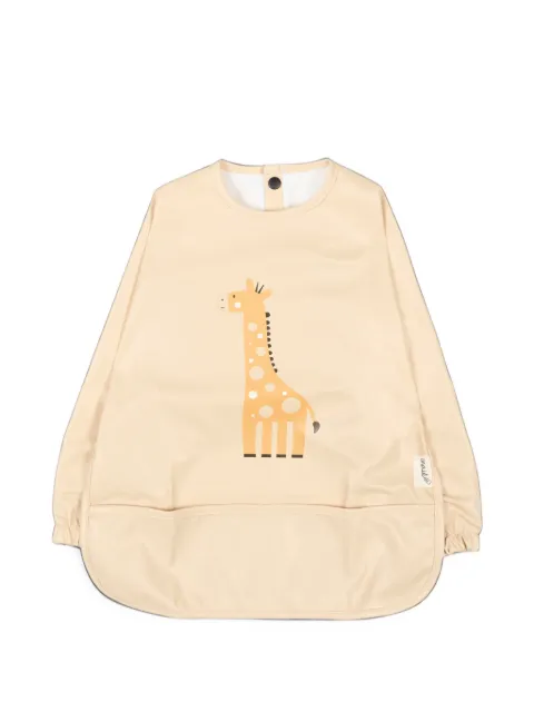 Inaiê giraffe-print long-sleeve bib