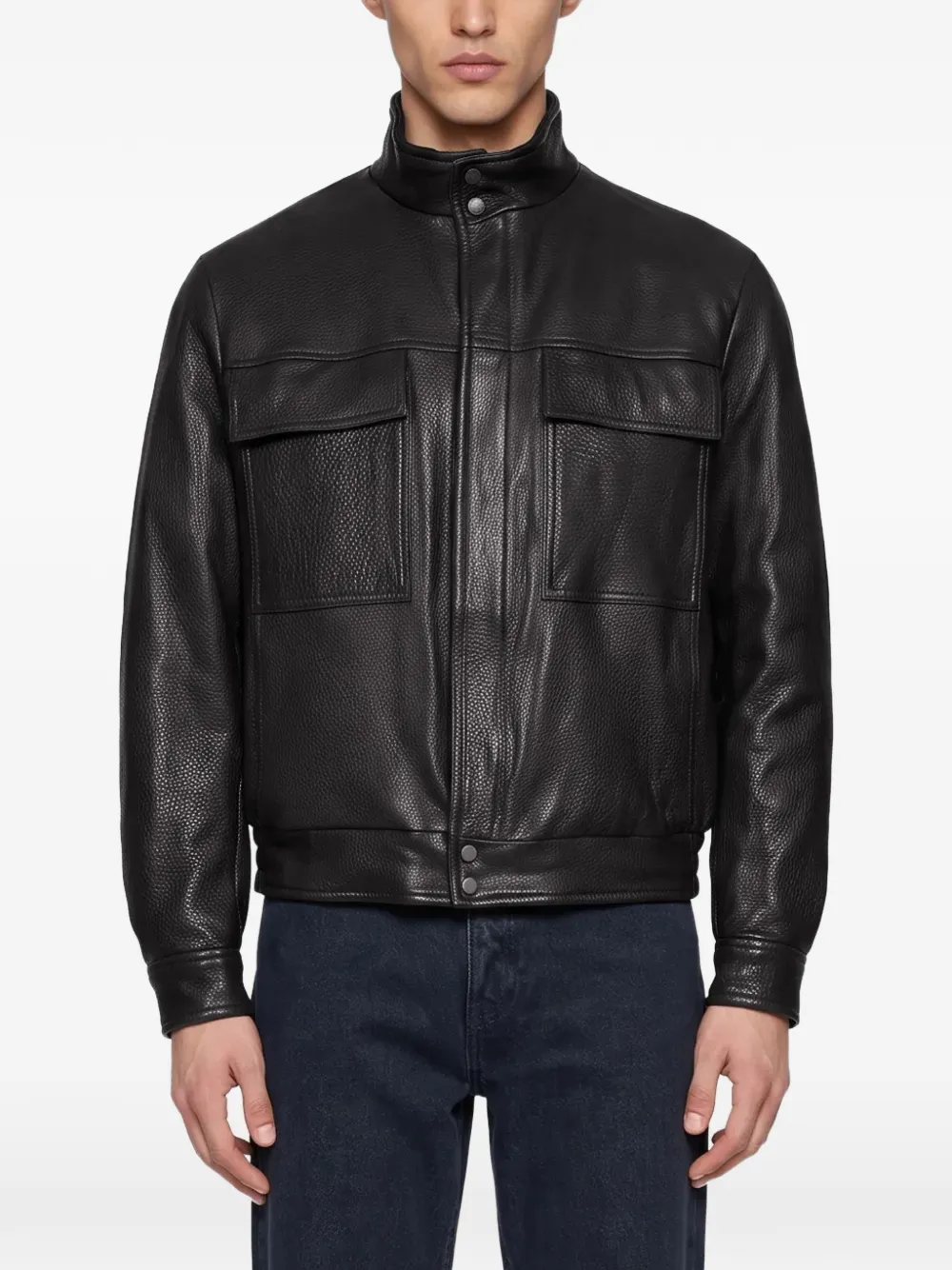Salvatore Santoro grained-leather jacket Bruin