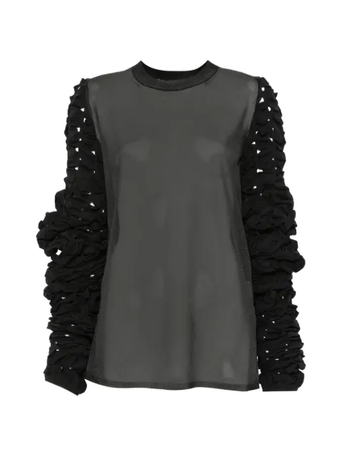 Comme Des Garçons sheer panelled smocked-sleeve sweater