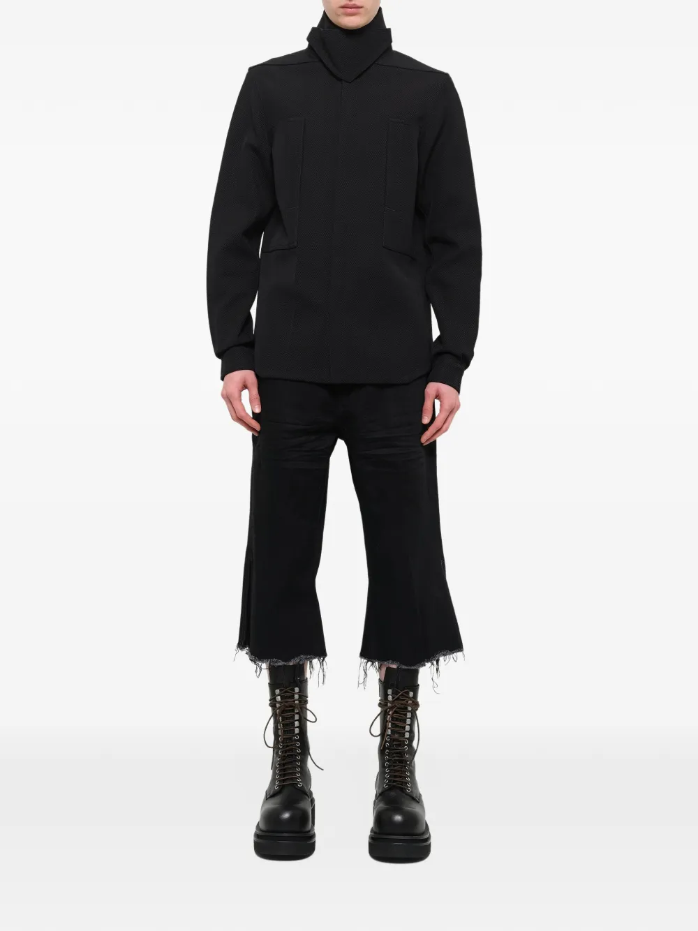 Rick Owens Tower wool shirt Zwart
