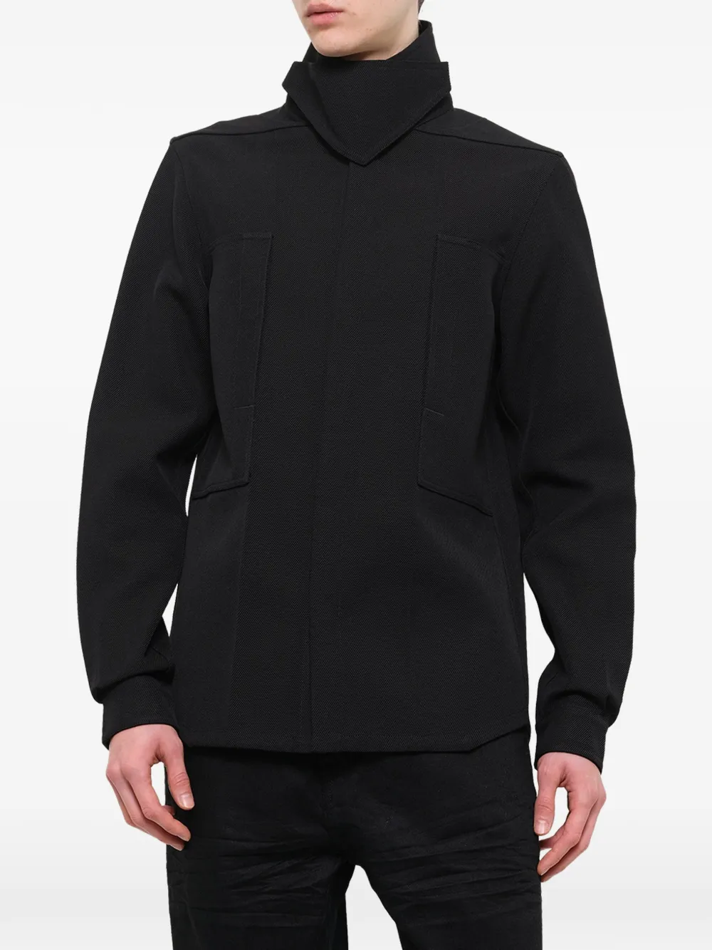 Rick Owens Tower wool shirt Zwart