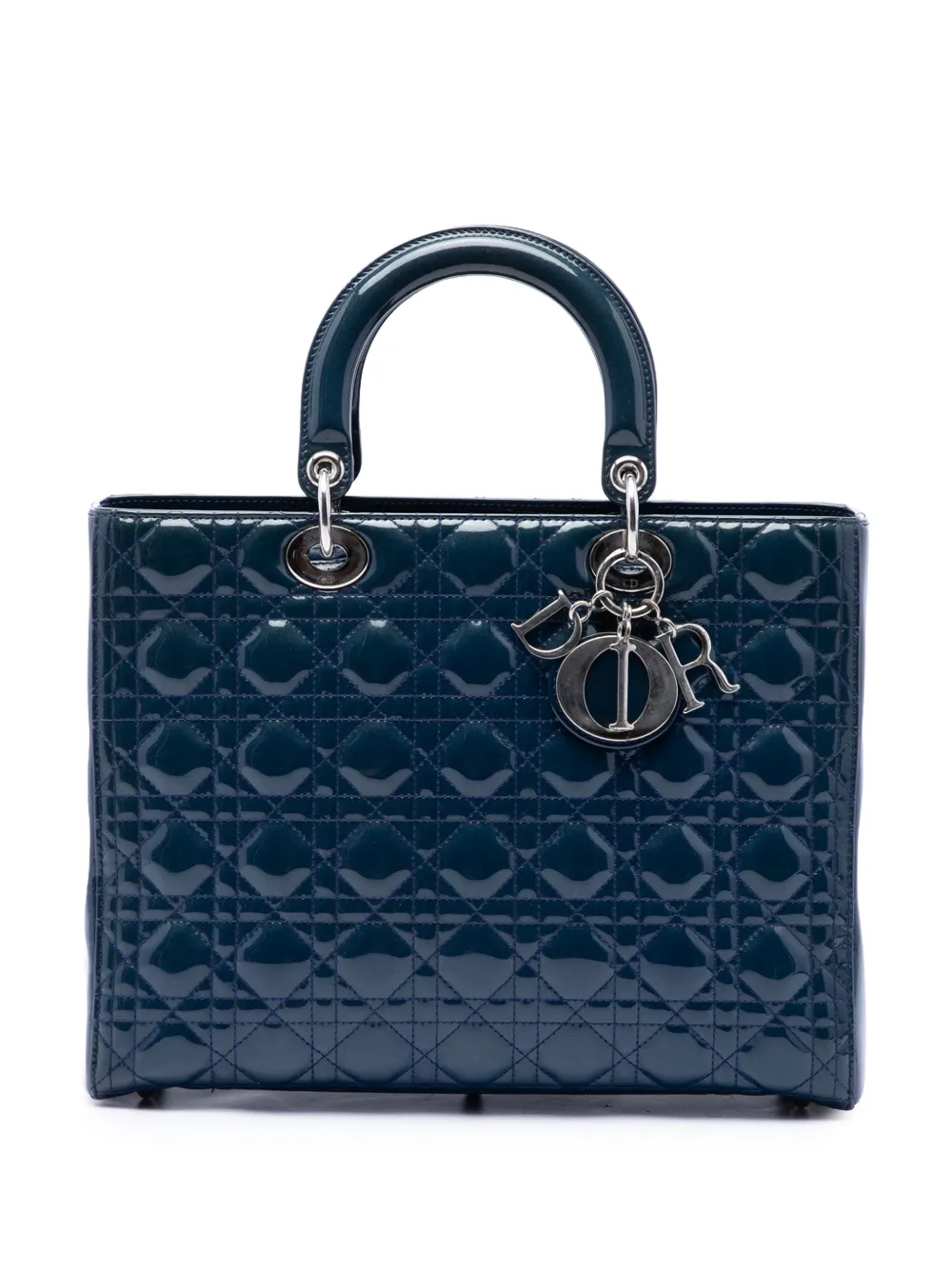 Christian Dior Pre-Owned 2015 Large Patent Cannage Lady Dior satchel - Blau