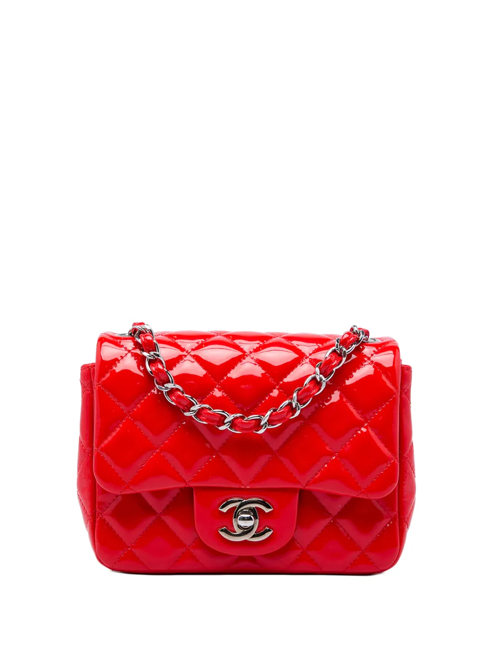 CHANEL Pre-Owned 2013-2014 Mini Square Classic Patent Single Flap crossbody bag - Rot