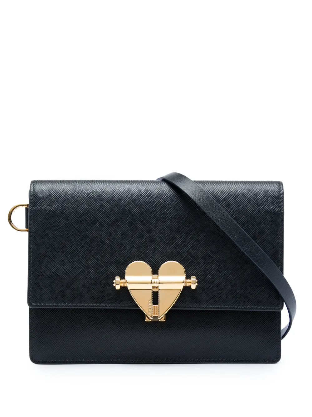 Prada Pre-Owned 2010-2026 Saffiano Heart Lock crossbody bag - Nero