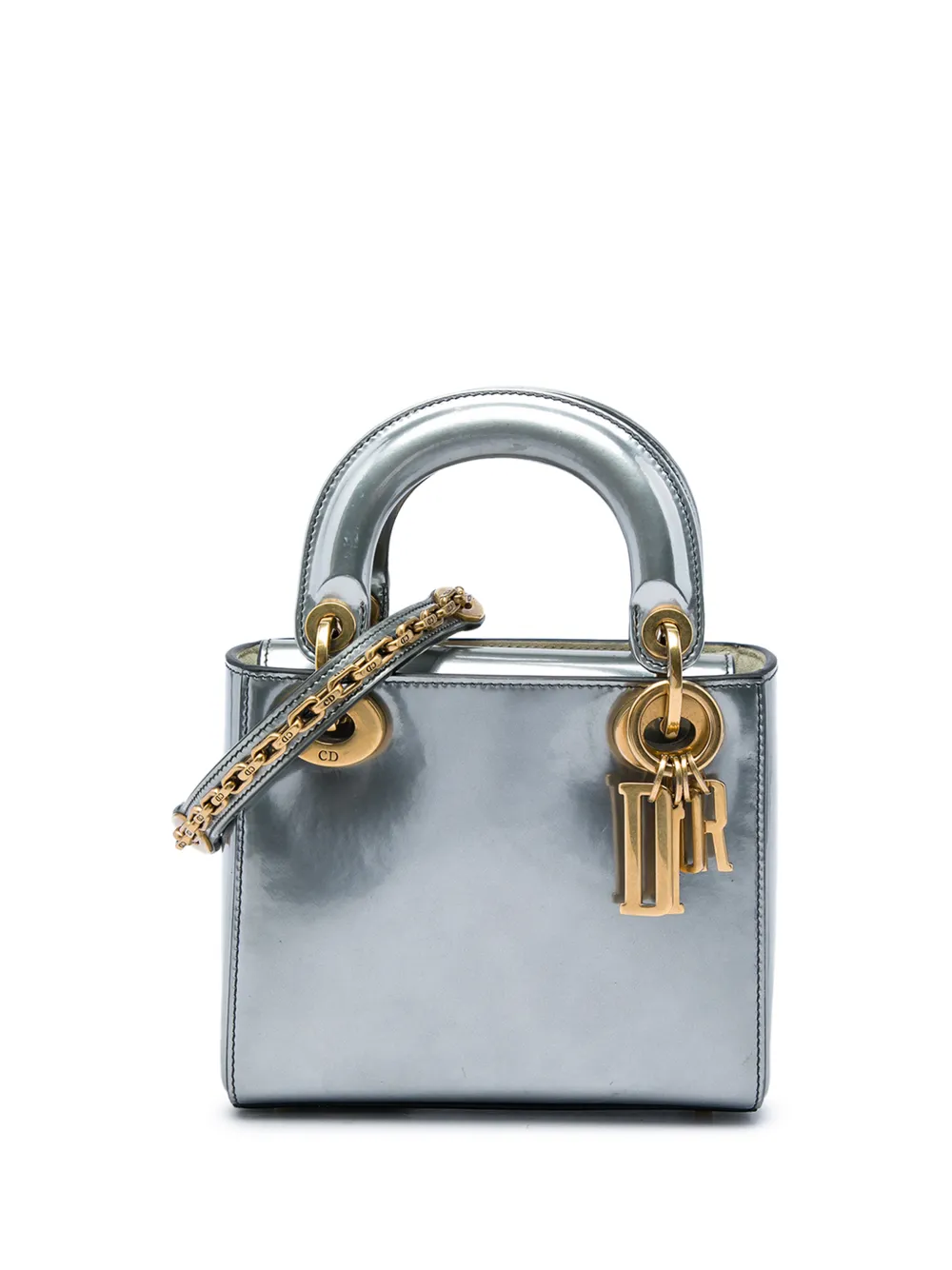 Christian Dior Pre-Owned 2018 Mini Metallic Patent Lady Dior satchel - Silber