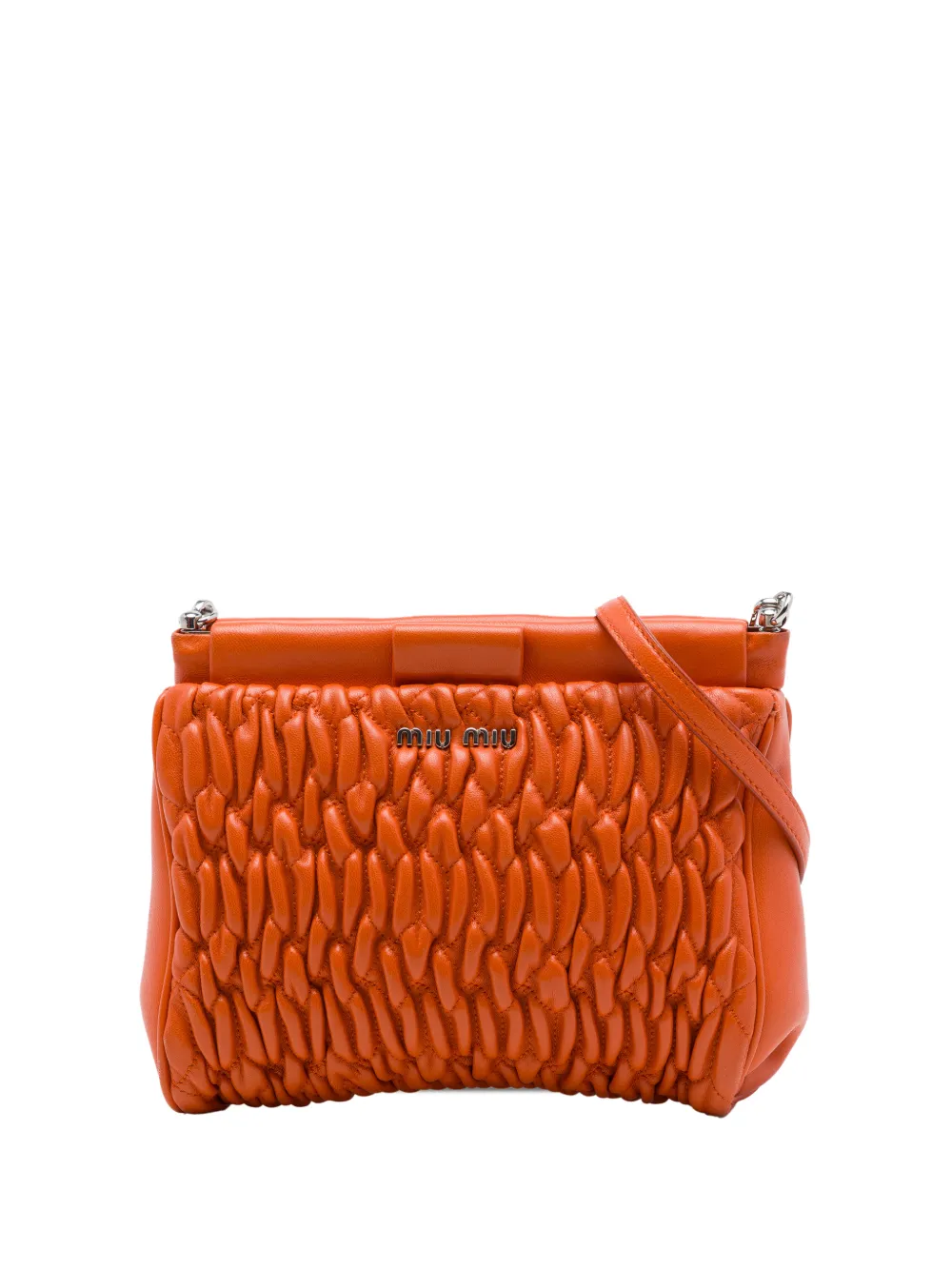 Miu Miu Pre-Owned 2010-2026 Matelasse Nappa Frame Clutch with Strap crossbody bag - Arancione