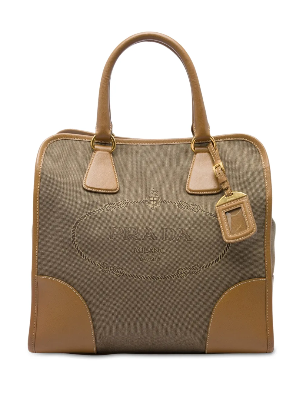 Prada Pre-Owned 2010-2026 Saffiano Trimmed Canvas Canapa Logo satchel - Marrone