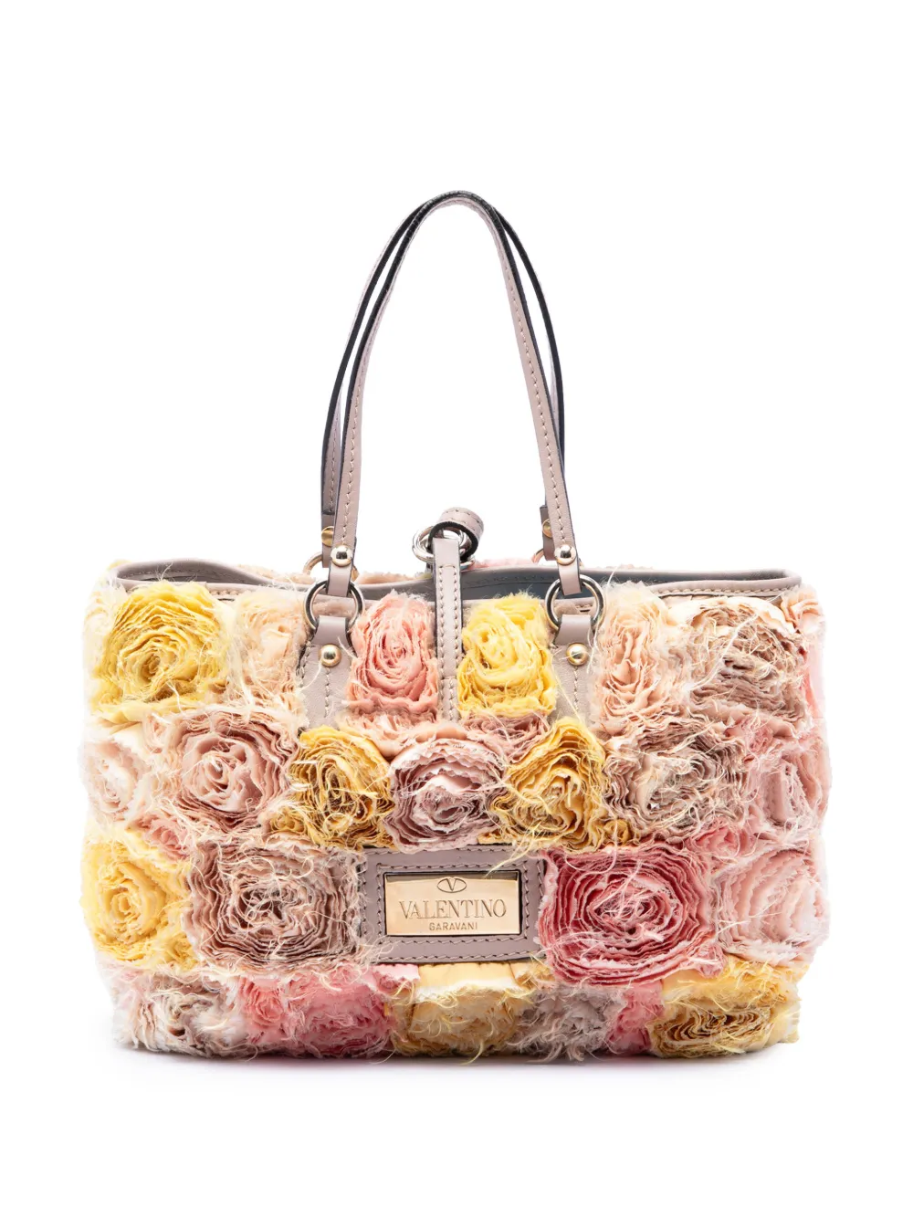 Valentino Garavani Pre-Owned 2000-2017 Small Silk Rosier tote bag - Nude