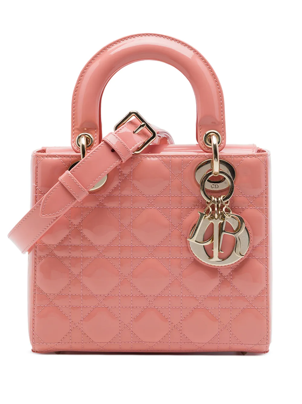 Christian Dior Pre-Owned 2021 Small Patent Cannage Lady Dior satchel - Rosa