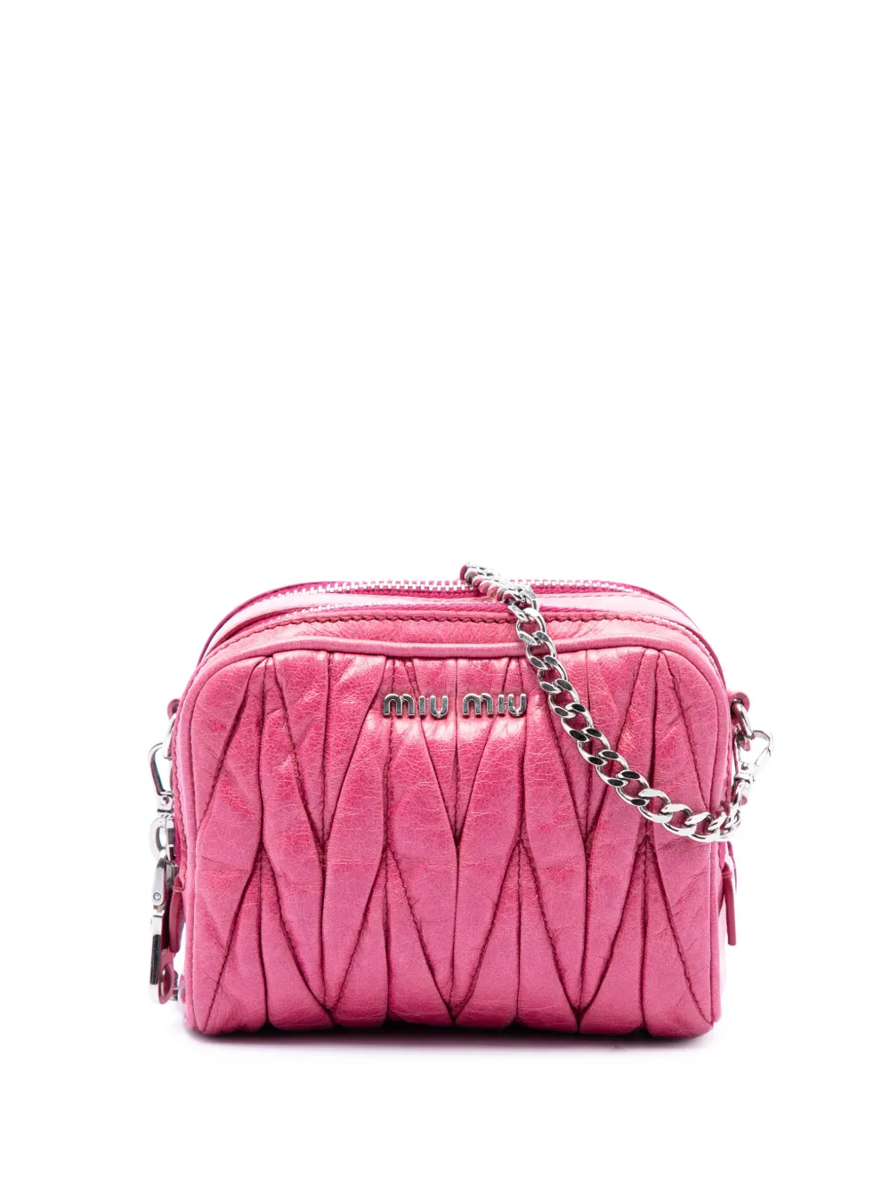 Miu Miu Pre-Owned 2000-2026 Matelasse Nappa Double Zip crossbody bag - Rosa
