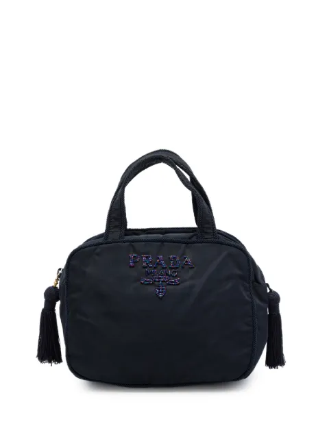 Prada Pre-Owned 1990-2010 Tessuto Beaded Logo Tassel handbag