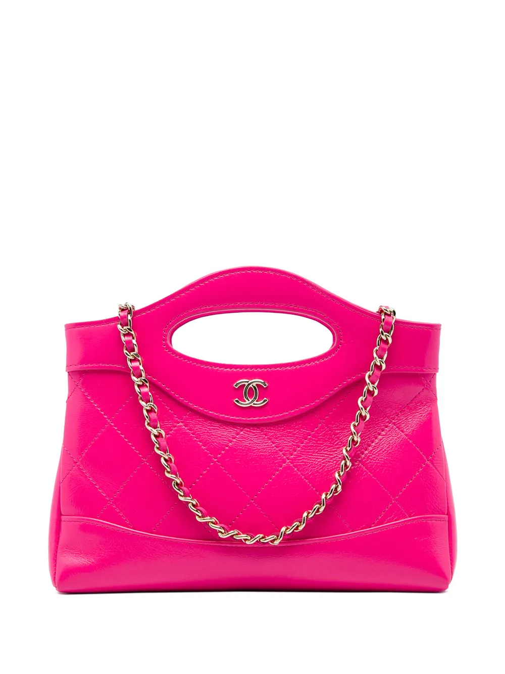 CHANEL Pre-Owned 2021-2026 Nano Shiny Aged Calfskin 31 Shopping Bag satchel - Pink
