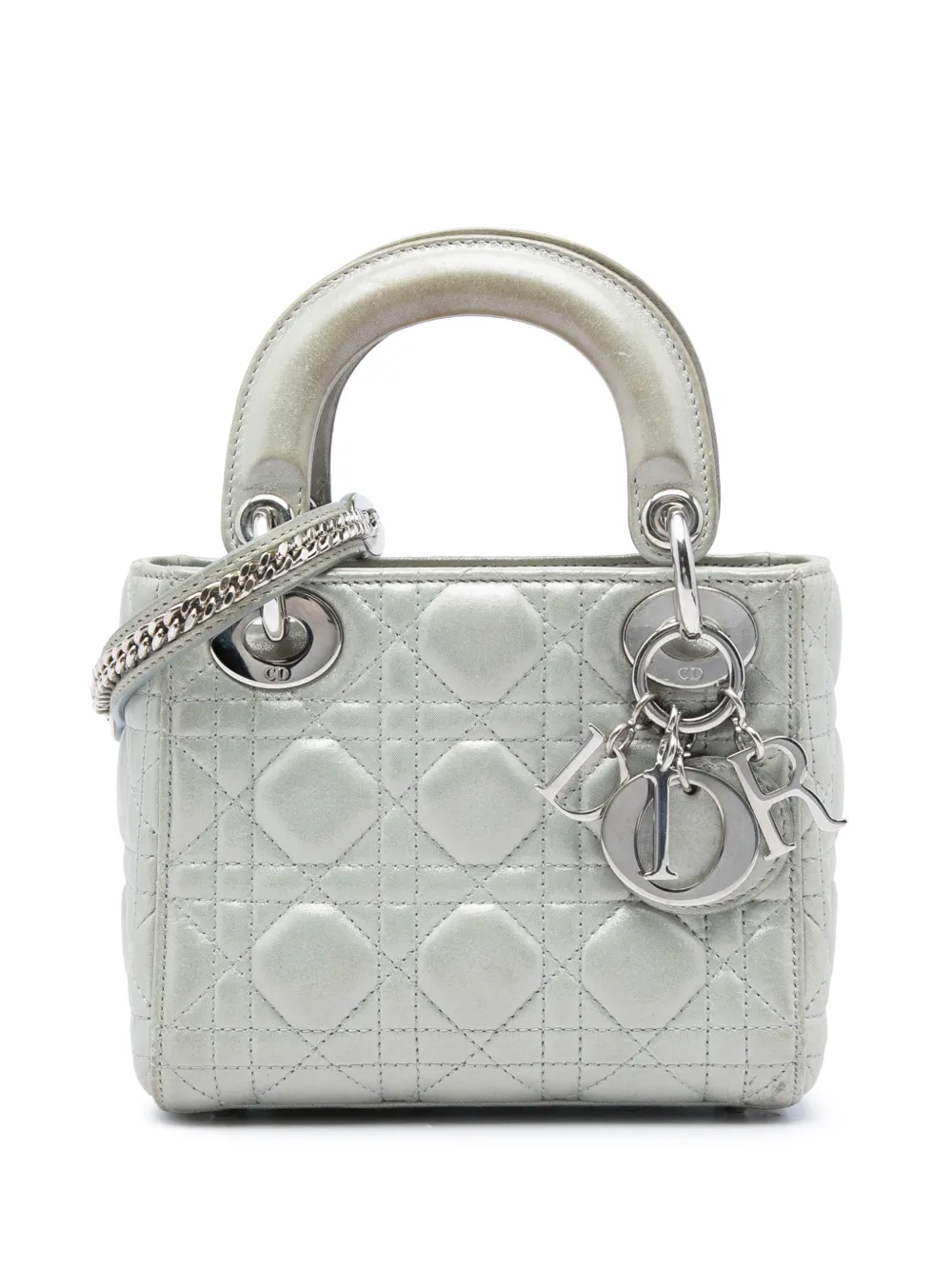 Christian Dior Pre-Owned 2016 Mini Iridescent Lambskin Cannage Lady Dior satchel - Grau