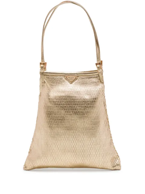 Prada Pre-Owned 2000-2013 Metallic Calfskin Woven Slit Patterned handbag