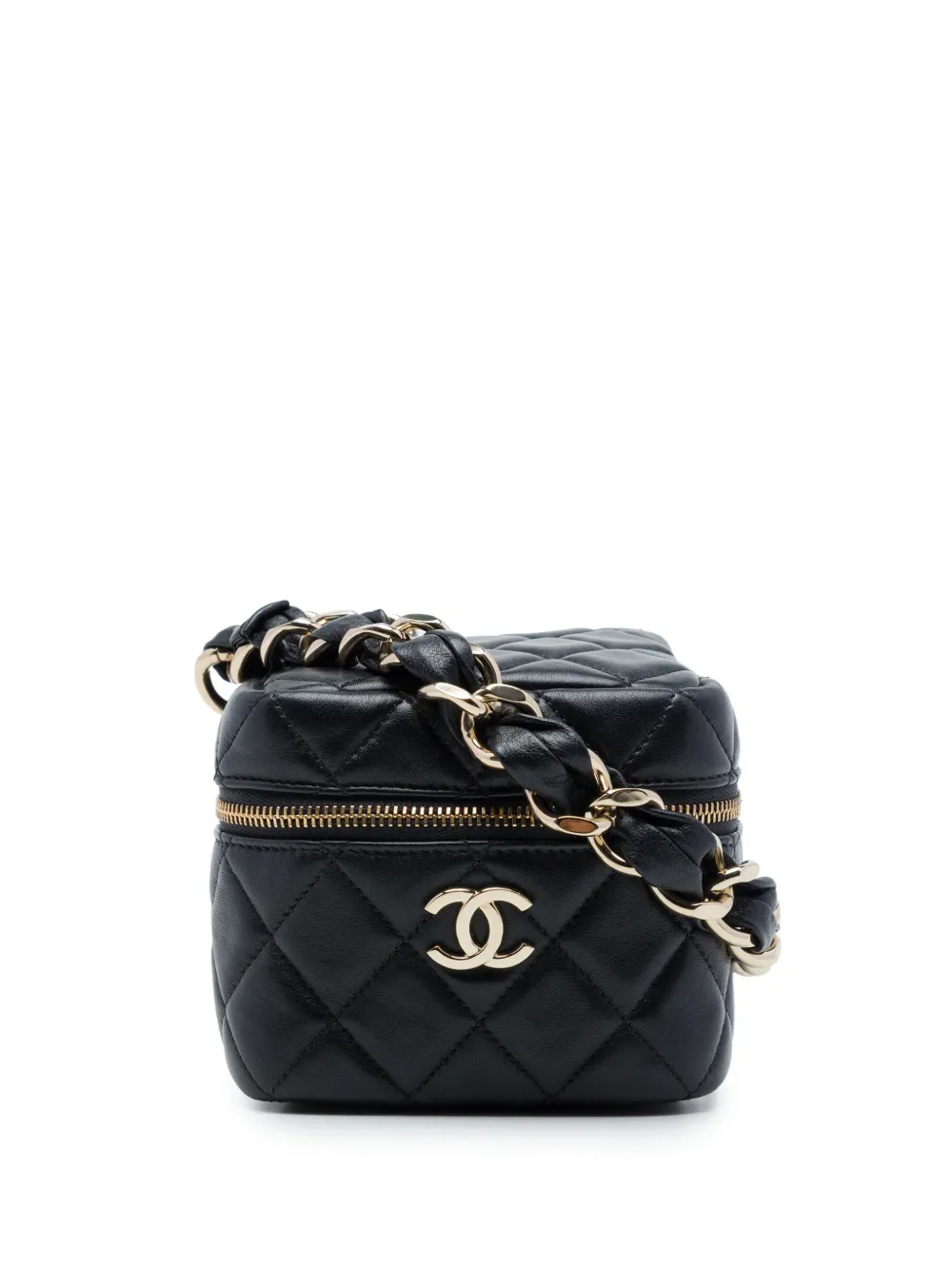 CHANEL Pre-Owned 2021-2026 CC Quilted Lambskin Cube Wristlet Case vanity bag - Black