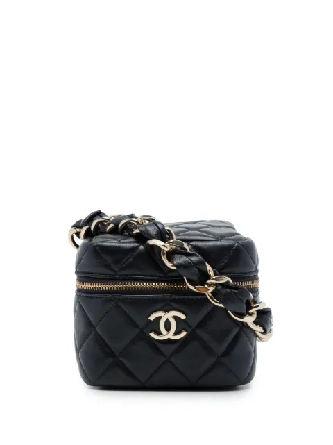 CHANEL Pre-Owned trousse de toilette en peau d'agneau matelassée Cube CC (2021)