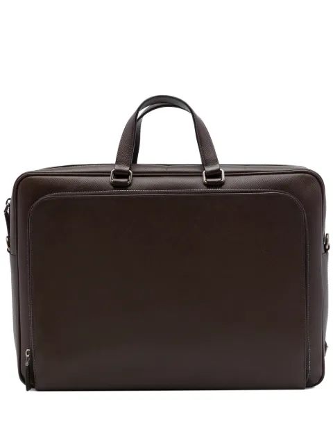 Prada Pre-Owned 2010-2026 Saffiano Cuir Travel Front Zip Pocket Briefcase business bag