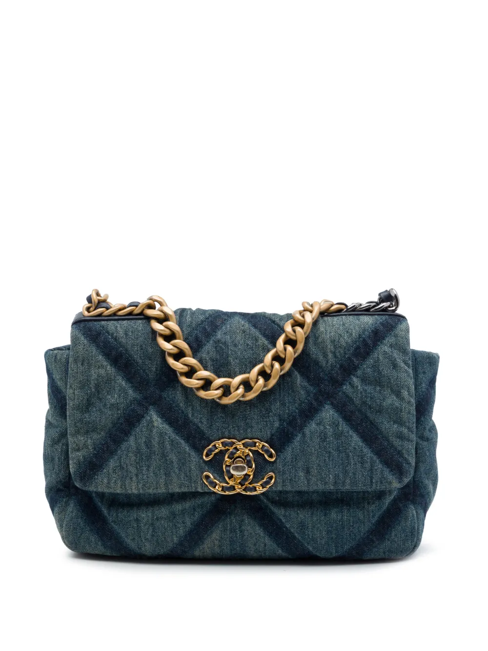 CHANEL Pre-Owned 2021-2026 Medium Denim 19 Flap satchel - Blue
