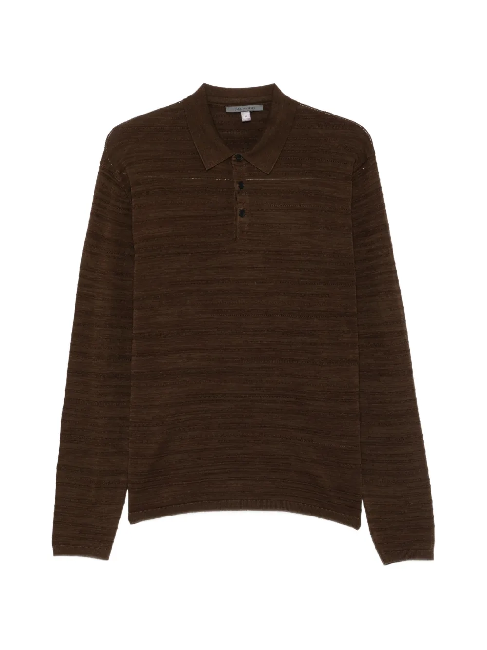 John Varvatos textured long-sleeve polo shirt Bruin