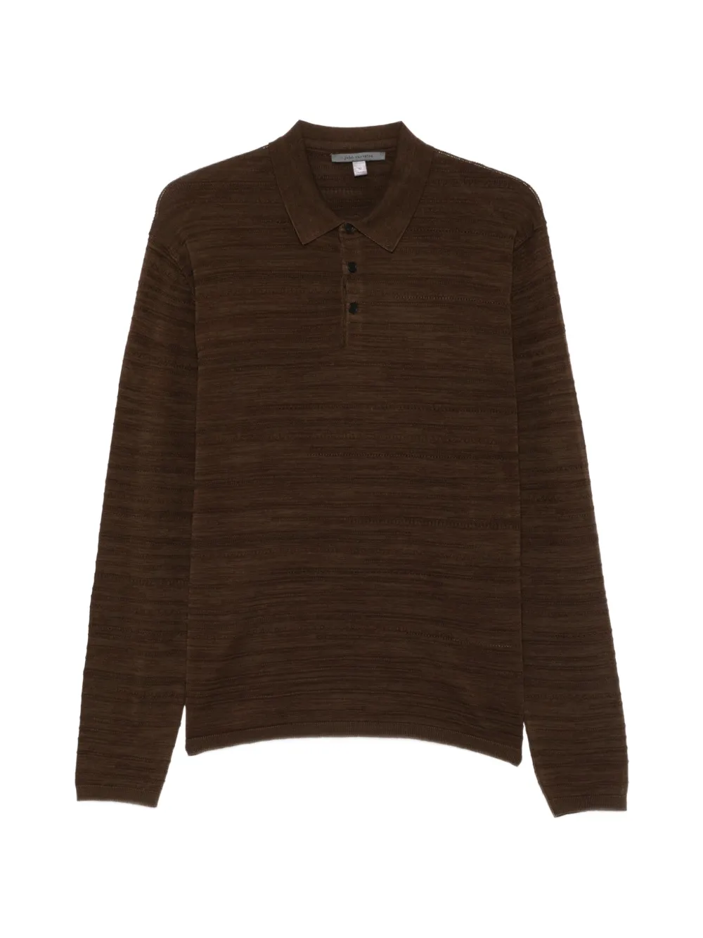 John Varvatos textured long-sleeve polo shirt - Marrone