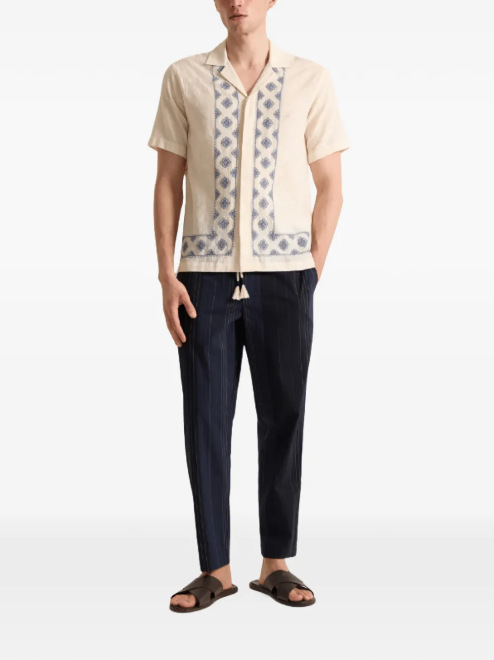 Orlebar Brown embroidered short-sleeve shirt Wit