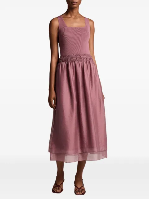 Vince ribbed-knit layered midi dress