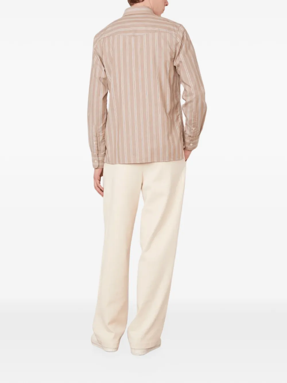 Officine Generale Alex vertical-stripe shirt Beige