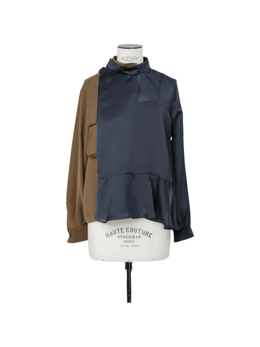 Sacai panelled ruffled blouse Blauw