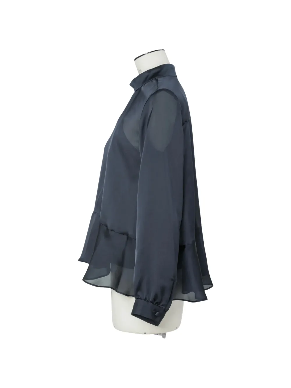 sacai panelled ruffled blouse Blauw