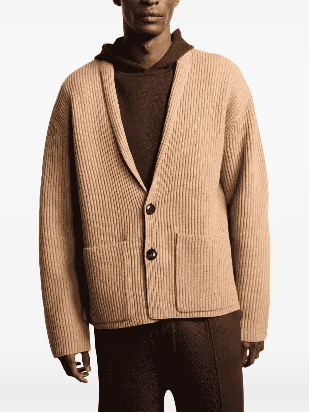 KIEFERMANN Tjarko ribbed-knit cardigan jacket - Tons neutres