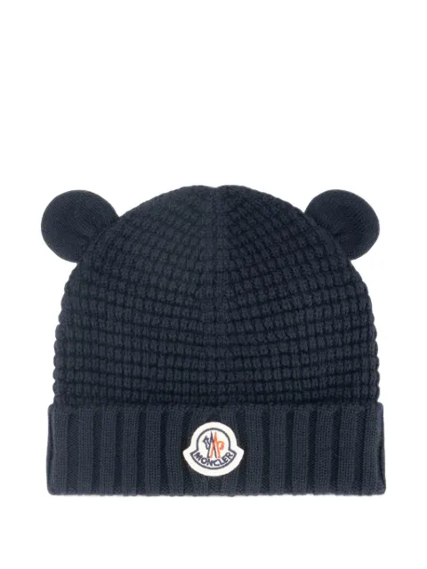 Moncler Enfant ear-detail waffle-knit beanie hat