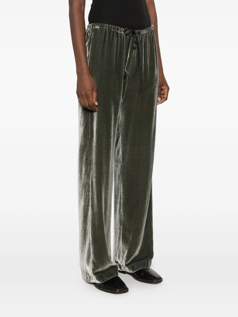 Forte velvet drawstring trousers Groen