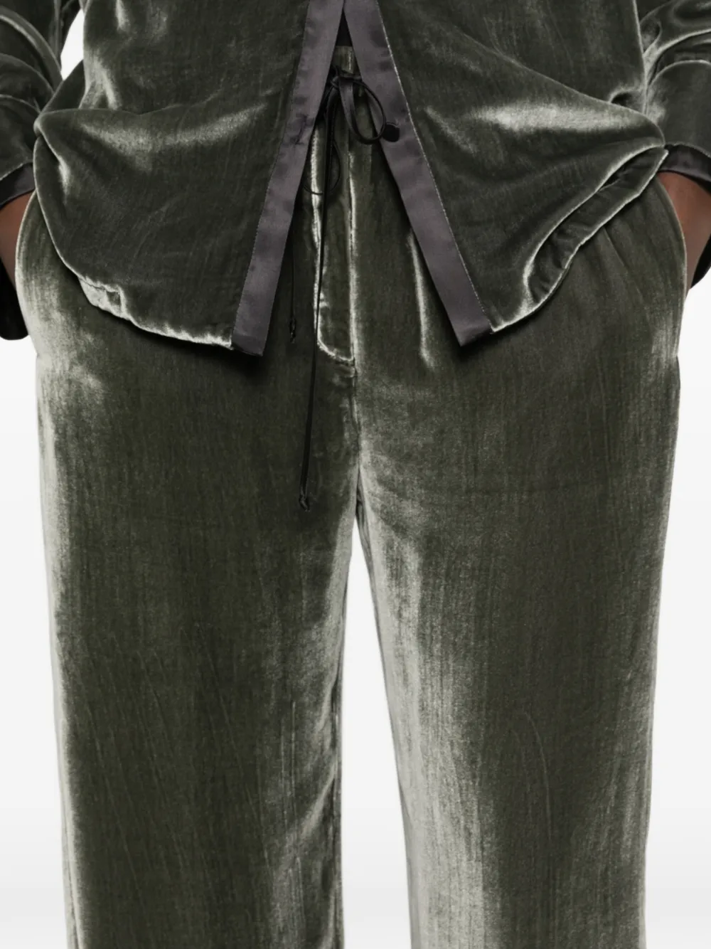 Forte velvet drawstring trousers Groen