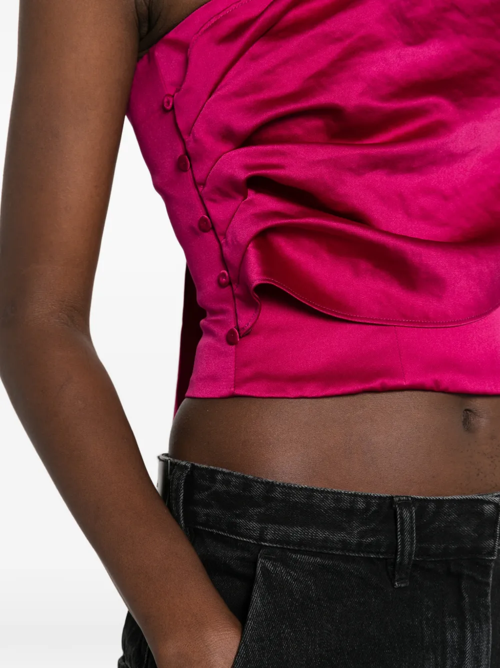 Forte one-shoulder draped top Roze