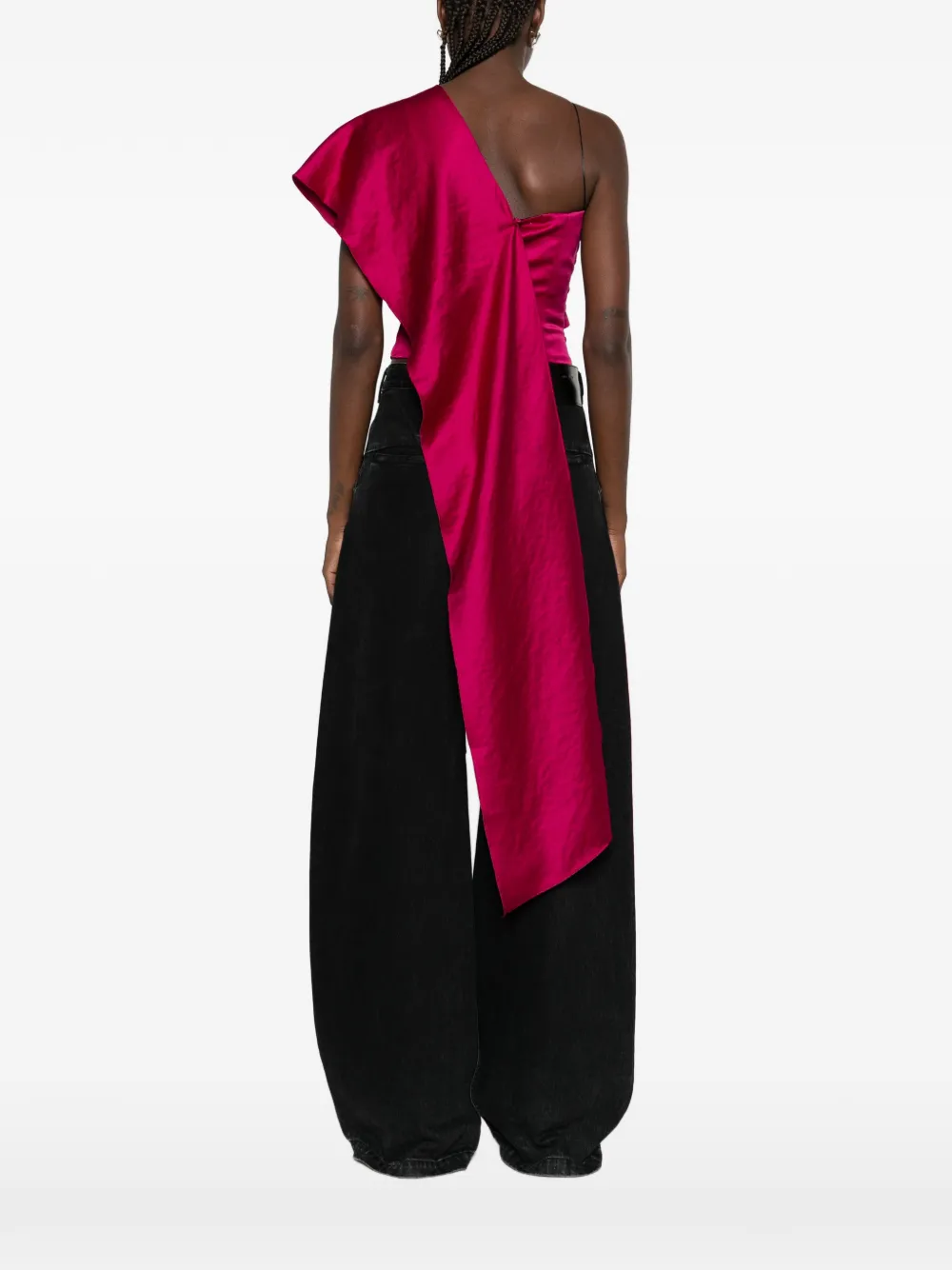 Forte one-shoulder draped top Roze