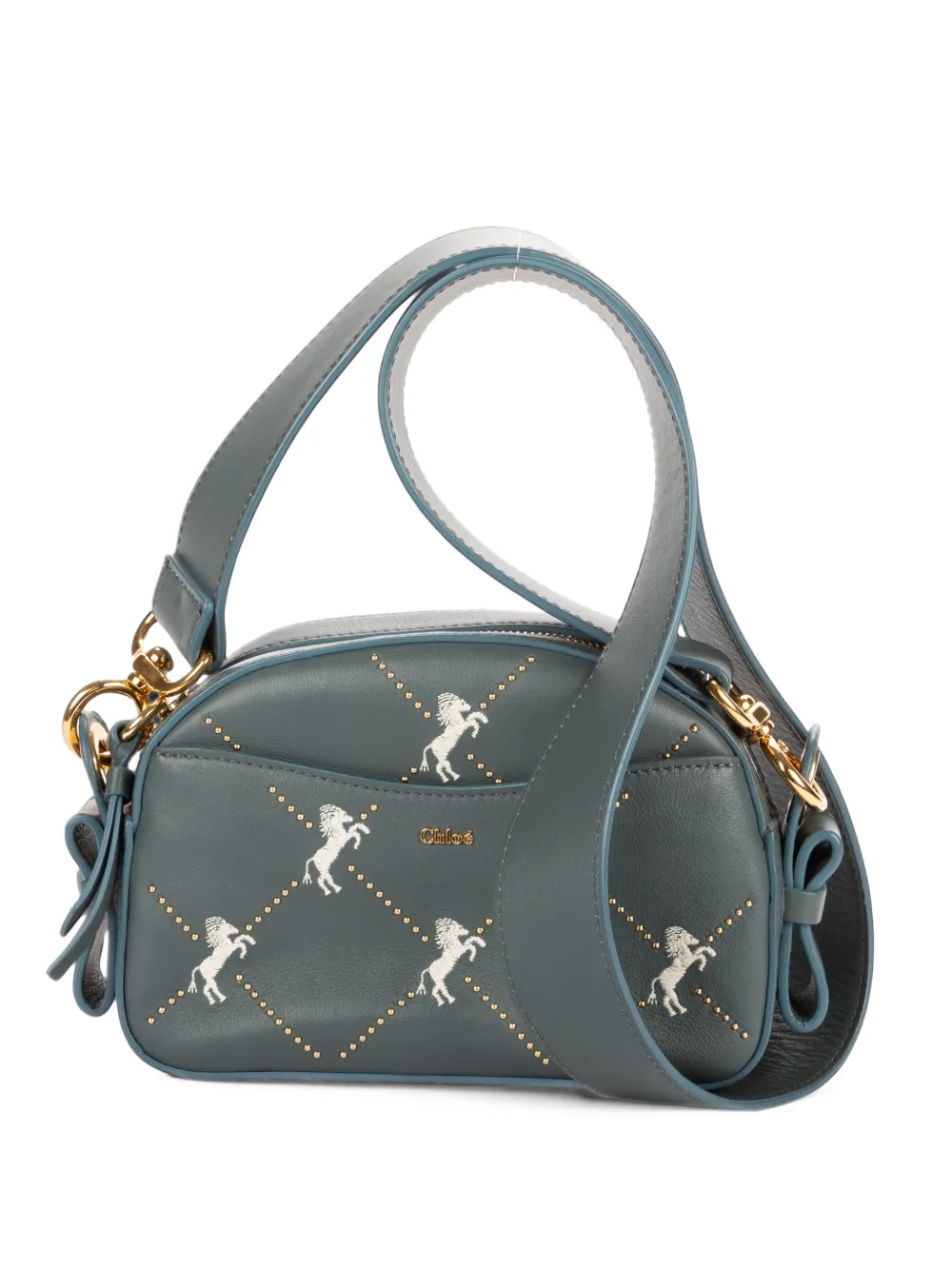 Chloé Pre-Owned Horse embroidered mini bag - Blue
