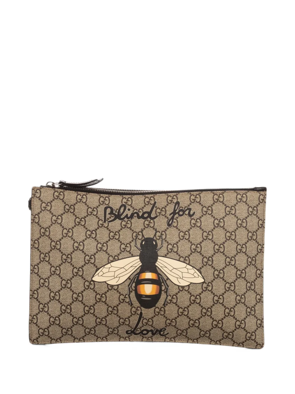 Gucci Pre-Owned Bee Supreme clutch bag - Brown