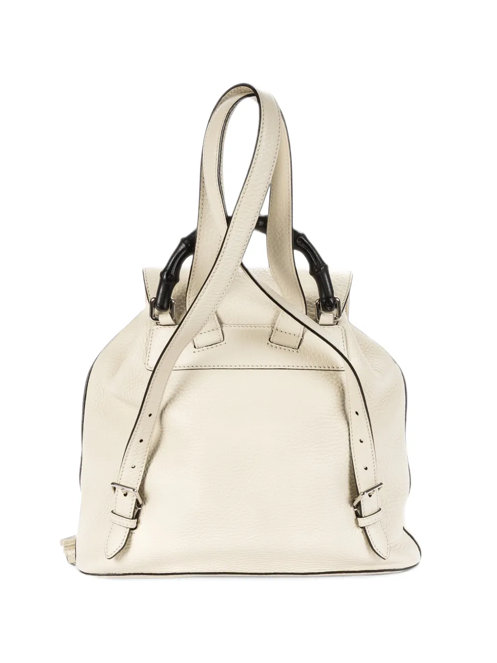 Gucci Pre-Owned Bamboo front-pocket grained calf leather backpack - Nude