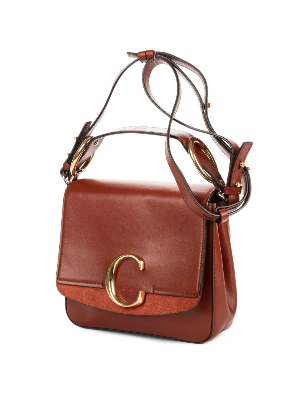 Chloé Pre-Owned small C logo shoulder bag - Braun