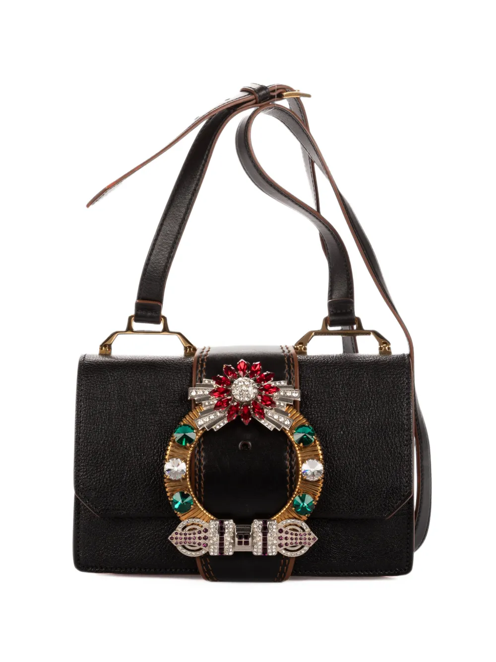 Miu Miu Pre-Owned Madras Crystal embellished shoulder bag - Nero