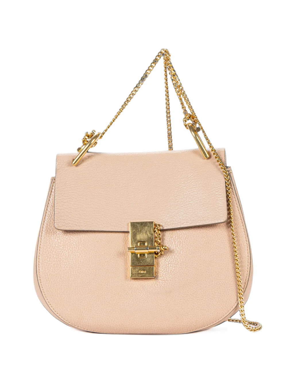 Chloé Pre-Owned small Drew grained calf leather shoulder bag - Nude