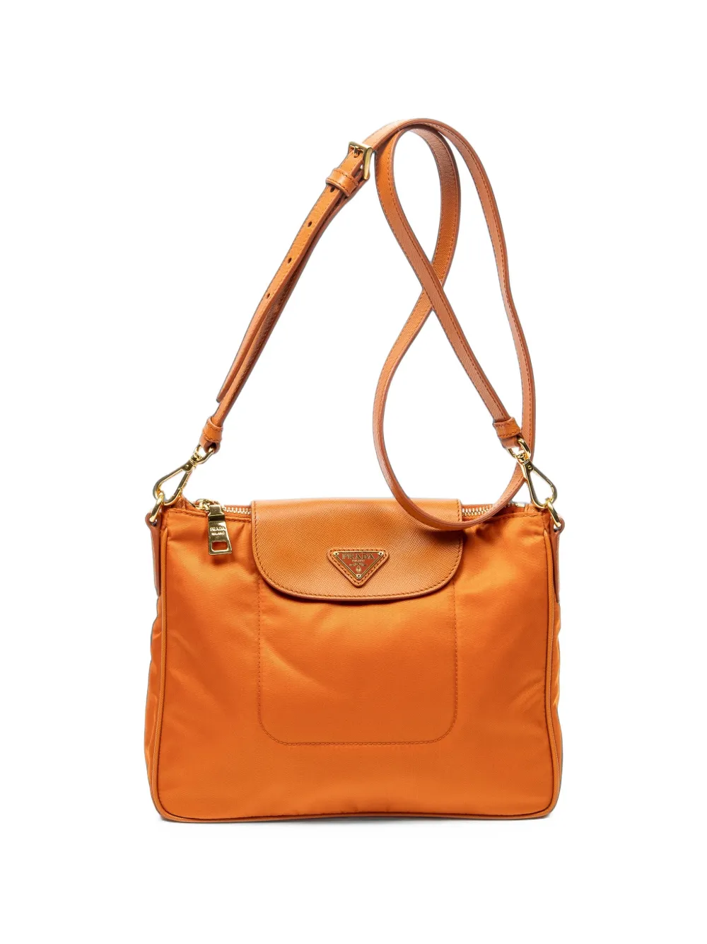 Prada Pre-Owned Small logo-plaque cross body bag - Arancione