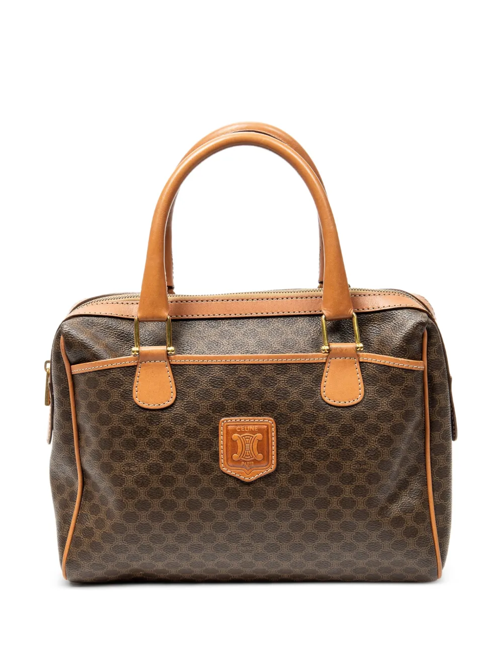 Celine Pre-Owned Small Boston logo-patch tote bag - Braun